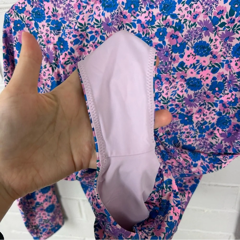 Vineyard Vines Girls Floral Long Sleeve One Piece Swimsuit Size M 12-14